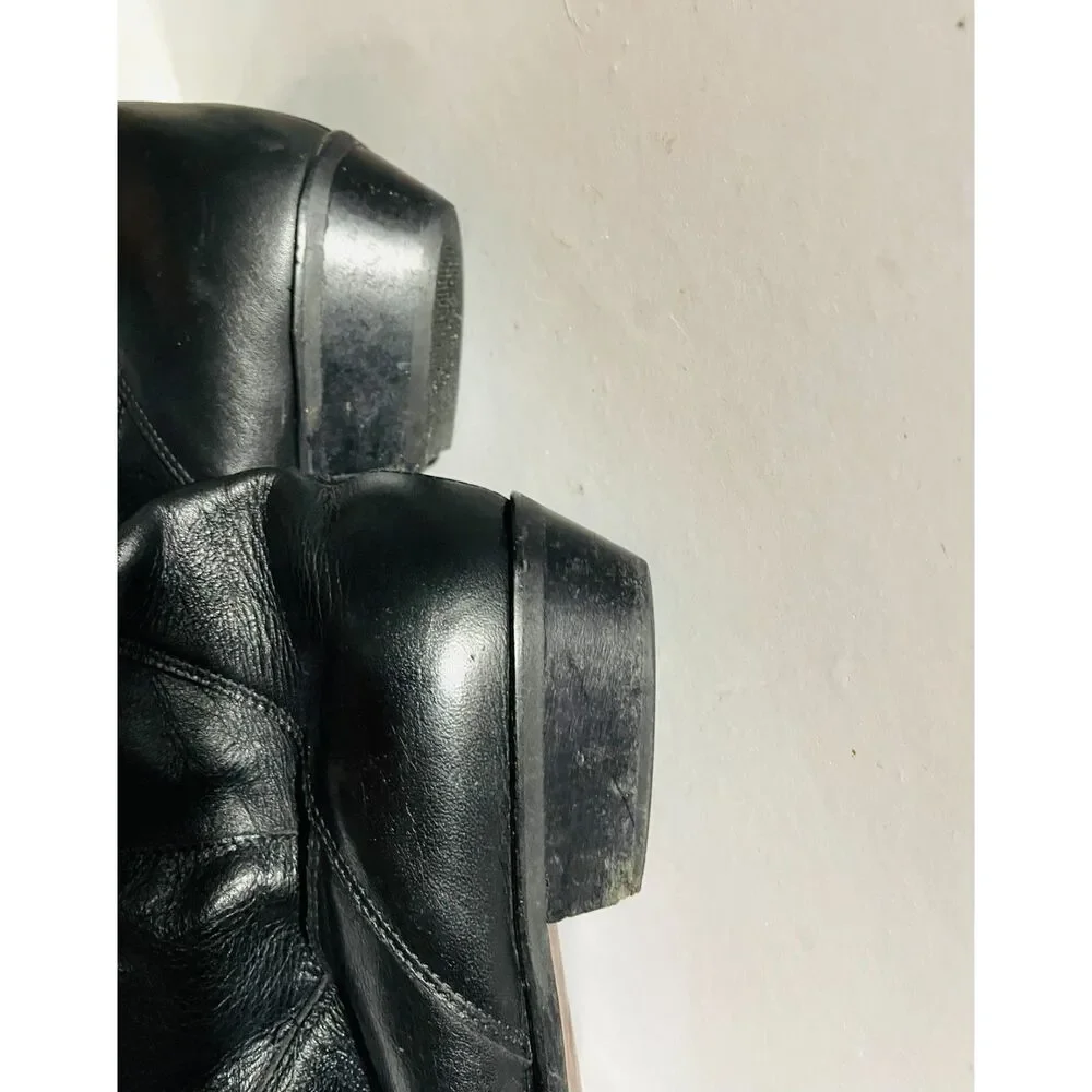 Claud Foam riding leather boots Italy black animal print gold buckle women 10.5